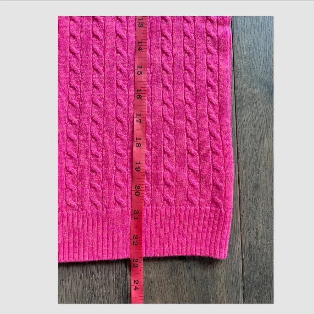 J. Crew Italian Cashmere Cable Knit Crewneck Sweater Size S Pink Button NWT